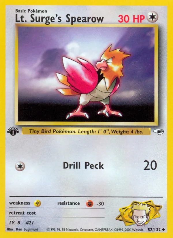 Lt. Surge's Spearow - Gym Heroes Pokemon Card