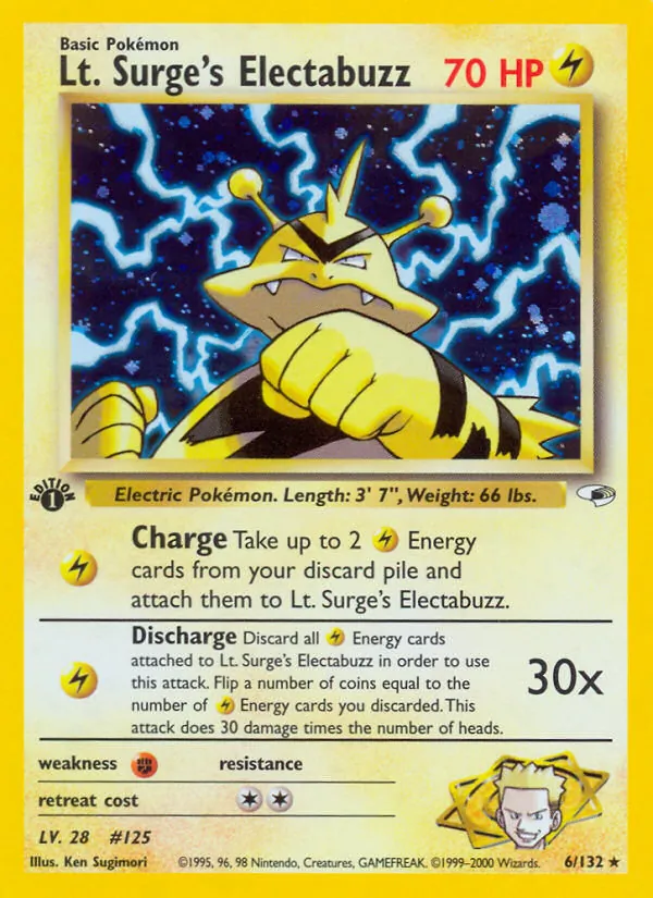 Lt. Surge's Electabuzz - Gym Heroes Pokemon Card