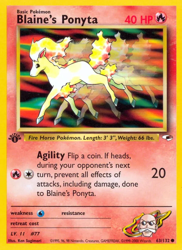 Blaine's Ponyta - Gym Heroes Pokemon Card