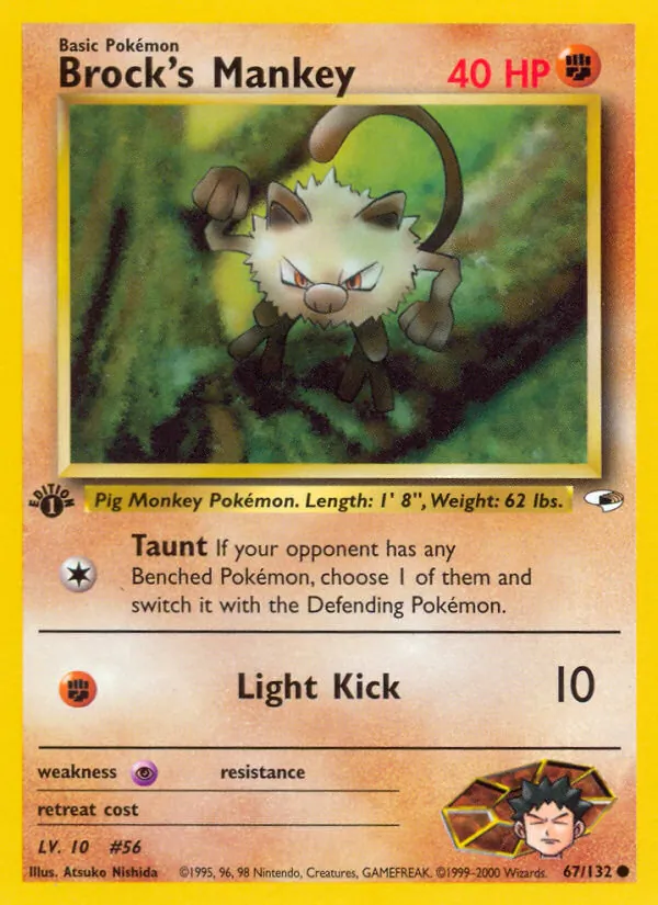Brock's Mankey - Gym Heroes Pokemon Card