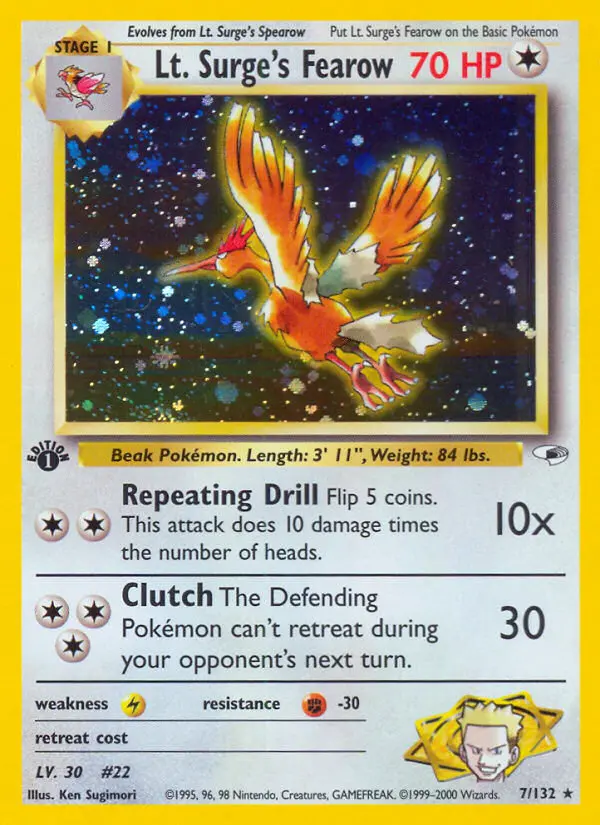 Lt. Surge's Fearow - Gym Heroes Pokemon Card