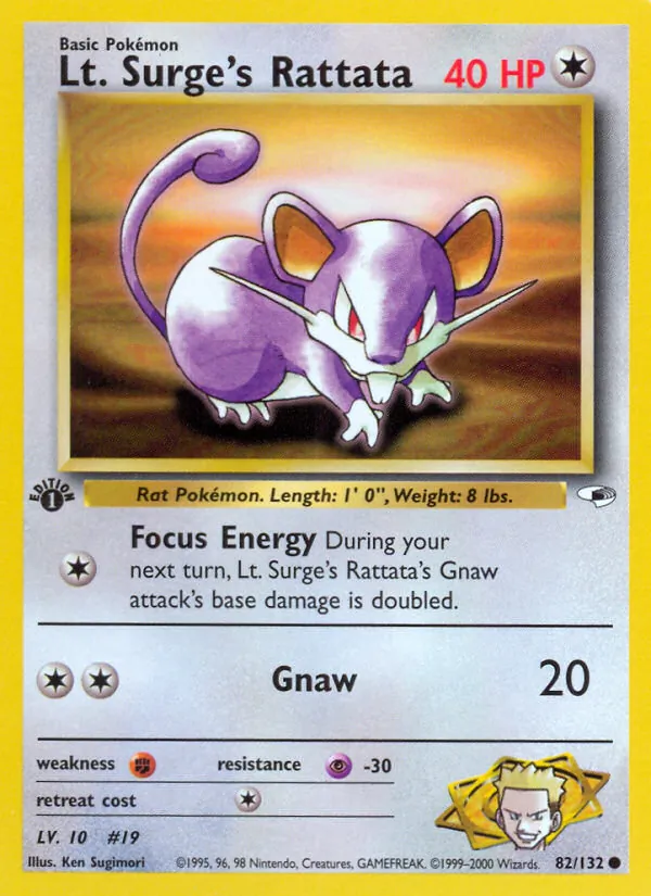 Lt. Surge's Rattata - Gym Heroes Pokemon Card
