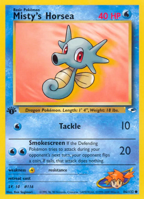 Misty's Horsea - Gym Heroes Pokemon Card