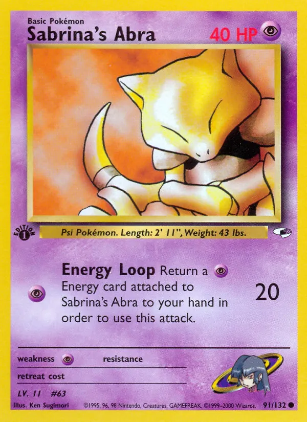 Sabrina's Abra - Gym Heroes Pokemon Card