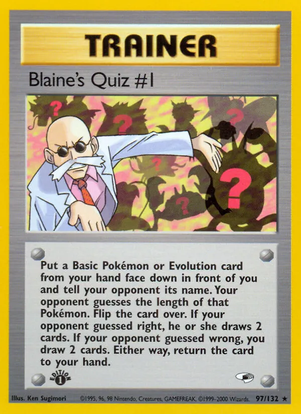 Blaine's Quiz #1 - Gym Heroes Pokemon Card
