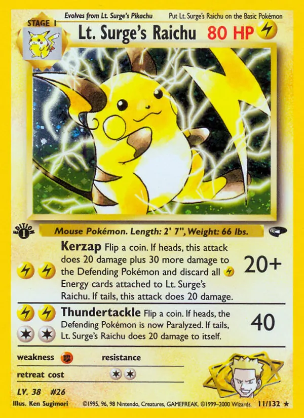 Lt. Surge's Raichu - Gym Challenge Pokemon Card