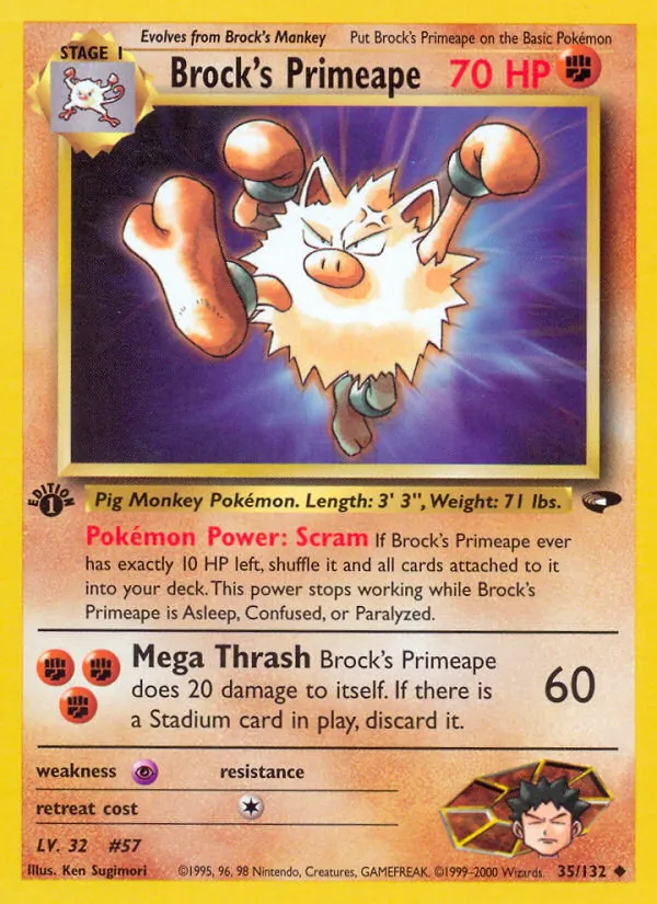 Brock's Primeape - Gym Challenge Pokemon Card