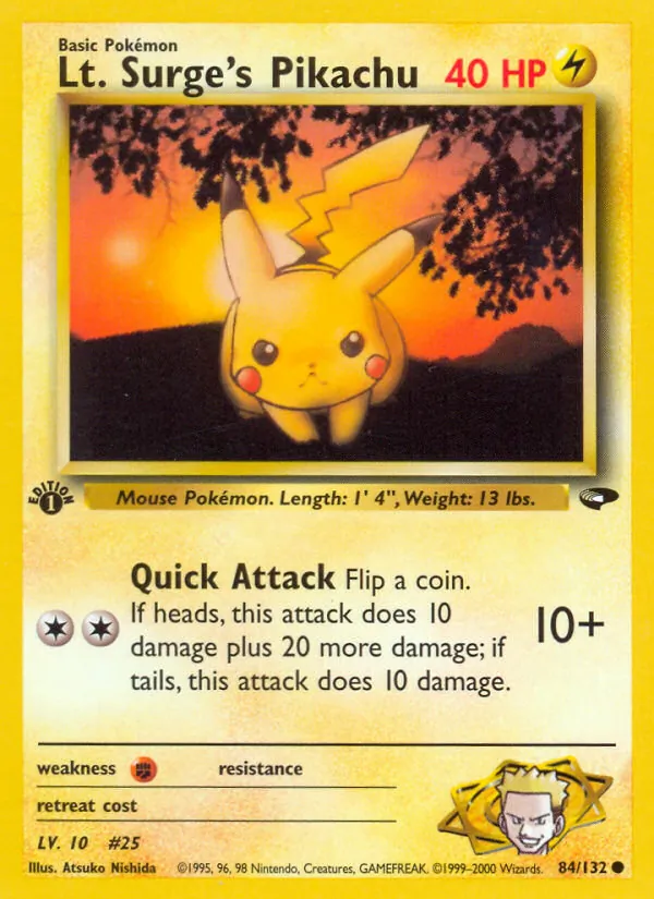 Lt. Surge's Pikachu - Gym Challenge Pokemon Card