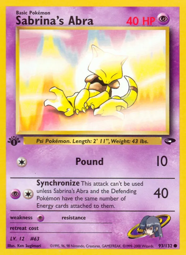 Sabrina's Abra - Gym Challenge Pokemon Card