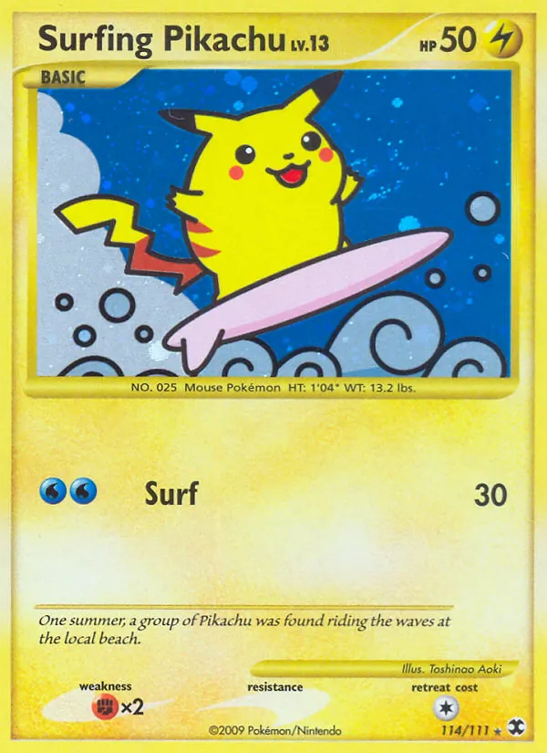 Surfing Pikachu - Rising Rivals Pokemon Card