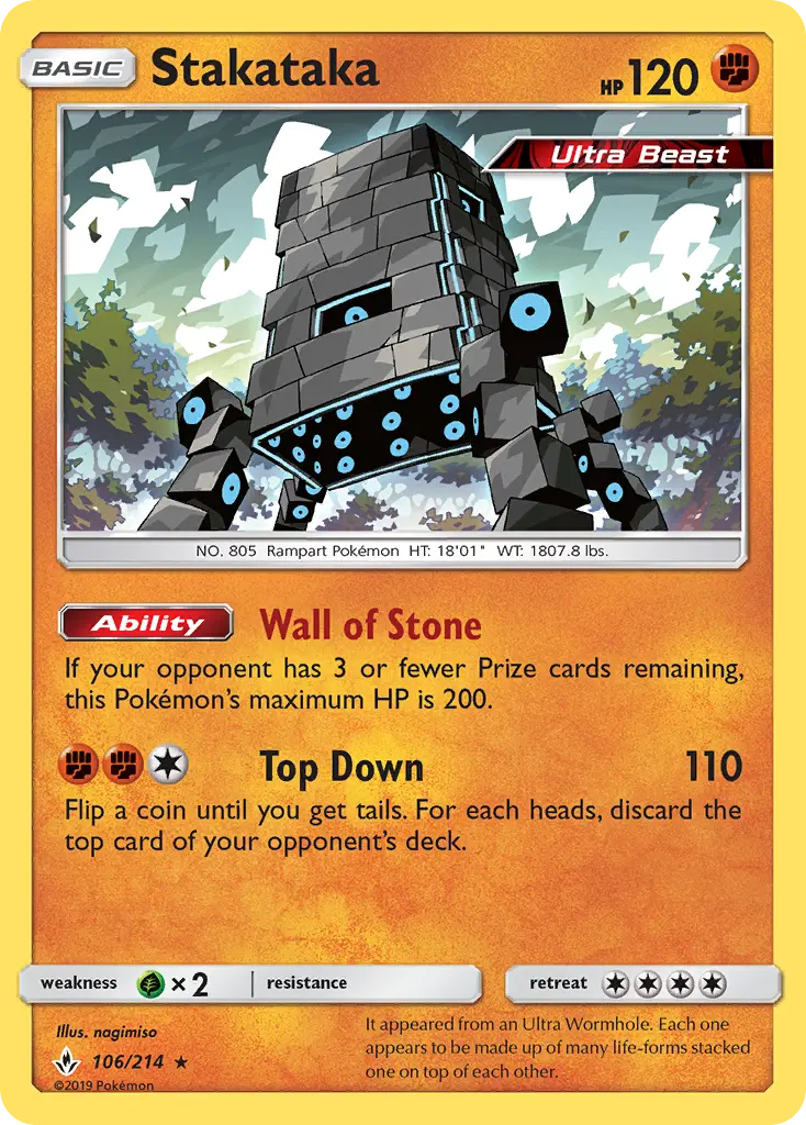 Stakataka - Unbroken Bonds Pokemon Card