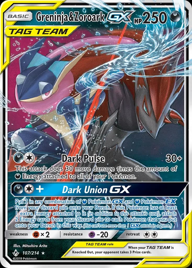 Greninja & Zoroark GX - Unbroken Bonds Pokemon Card
