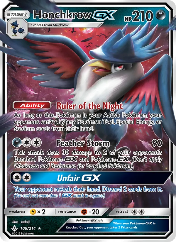 Honchkrow GX - Unbroken Bonds Pokemon Card
