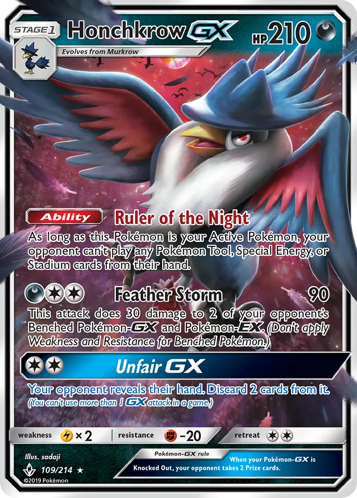 Honchkrow GX - Unbroken Bonds Pokemon Card