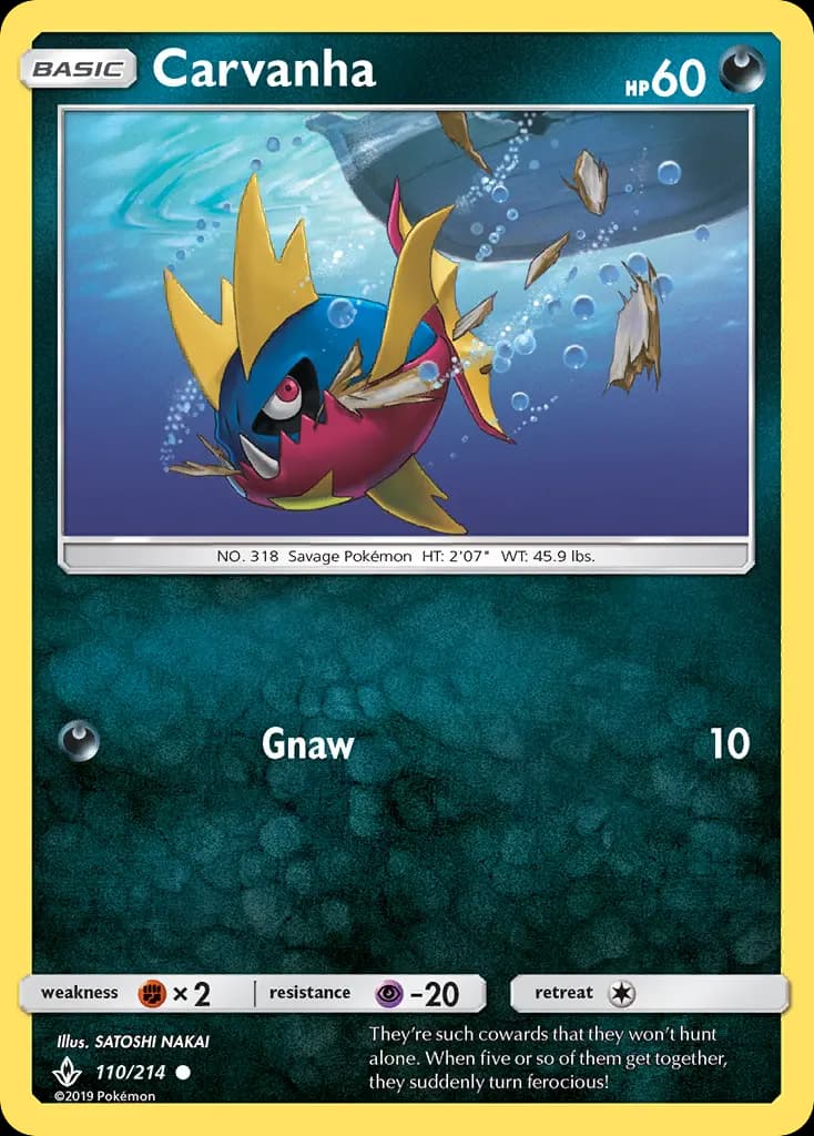 Carvanha - Unbroken Bonds Pokemon Card