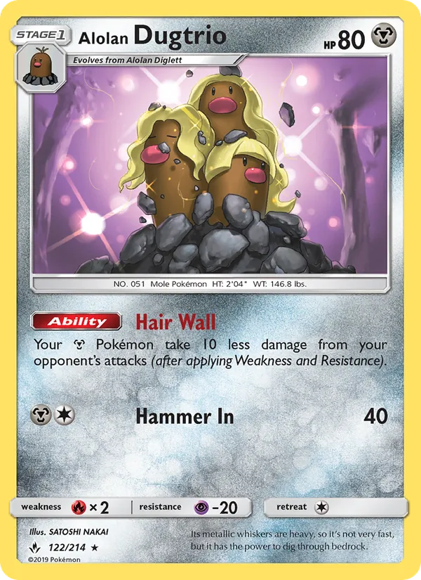 Alolan Dugtrio - Unbroken Bonds Pokemon Card