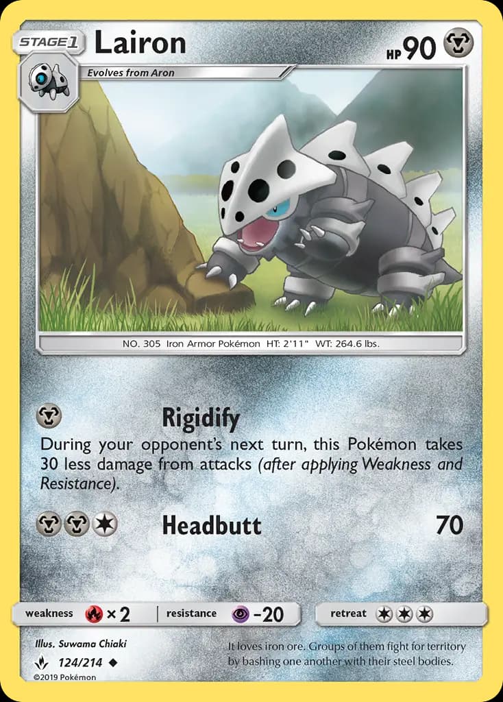 Lairon - Unbroken Bonds Pokemon Card