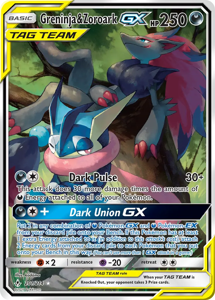 Greninja & Zoroark GX - Unbroken Bonds Pokemon Card
