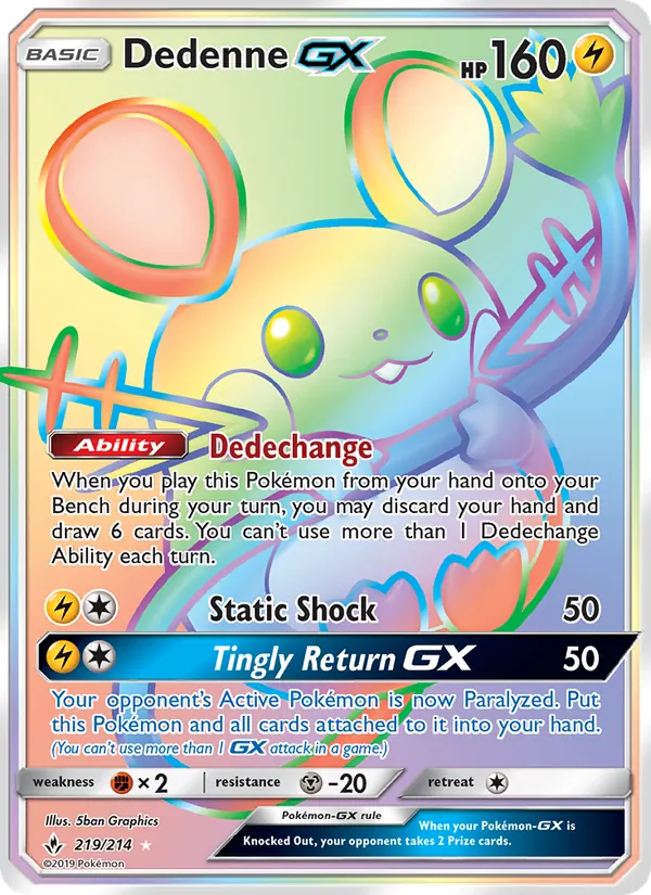 Dedenne GX - Unbroken Bonds Pokemon Card