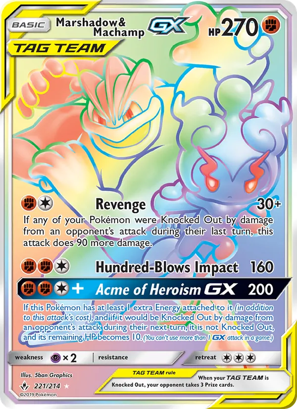 Marshadow & Machamp GX - Unbroken Bonds Pokemon Card