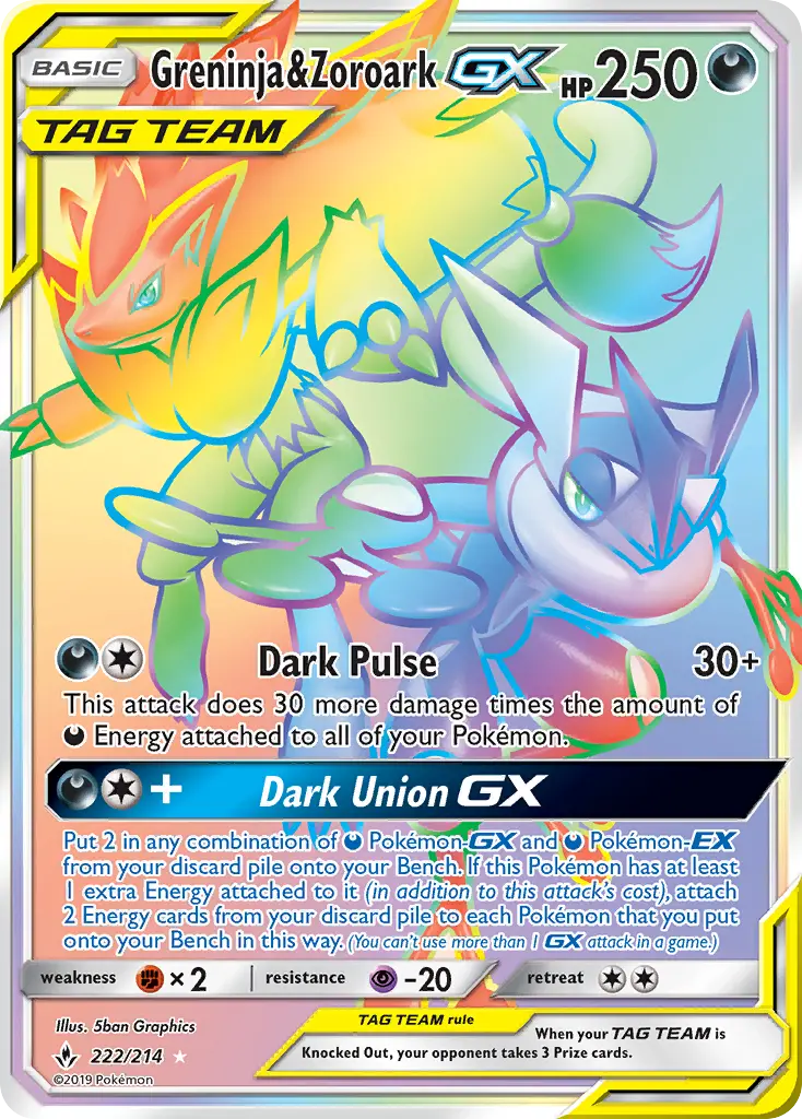 Greninja & Zoroark GX - Unbroken Bonds Pokemon Card