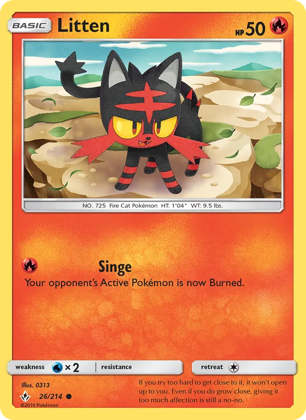 Litten - Unbroken Bonds Pokemon Card