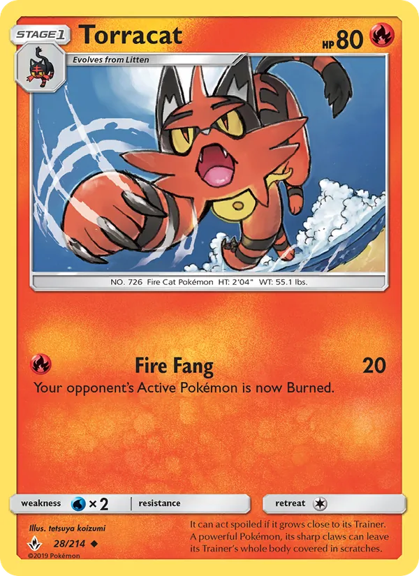 Torracat - Unbroken Bonds Pokemon Card