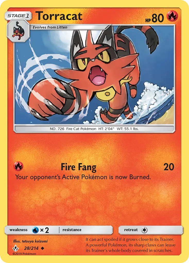 Torracat - Unbroken Bonds Pokemon Card