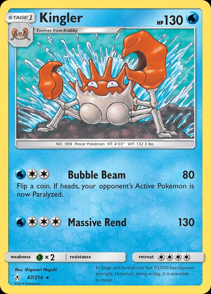 Kingler - Unbroken Bonds Pokemon Card
