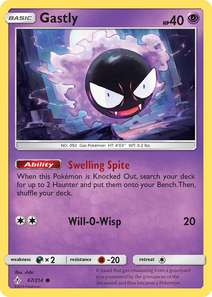 Gastly - Unbroken Bonds Pokemon Card