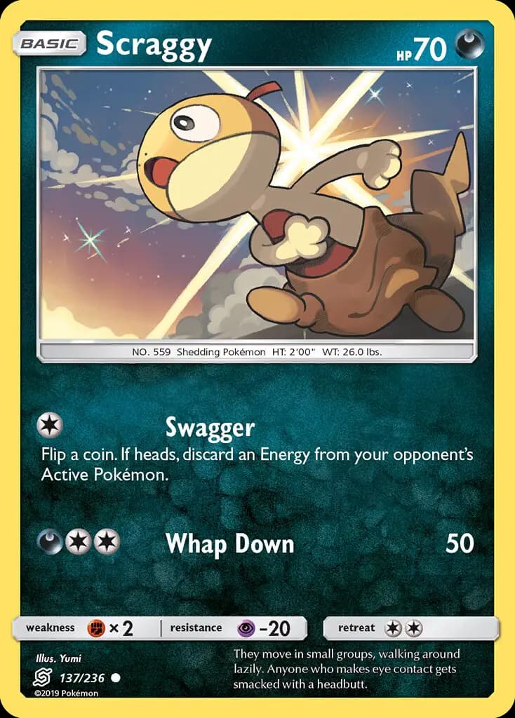 Scraggy - Unified Minds Pokemon Card