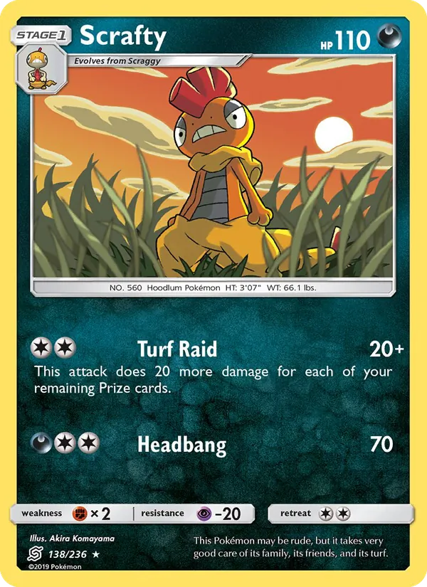 Scrafty - Unified Minds Pokemon Card