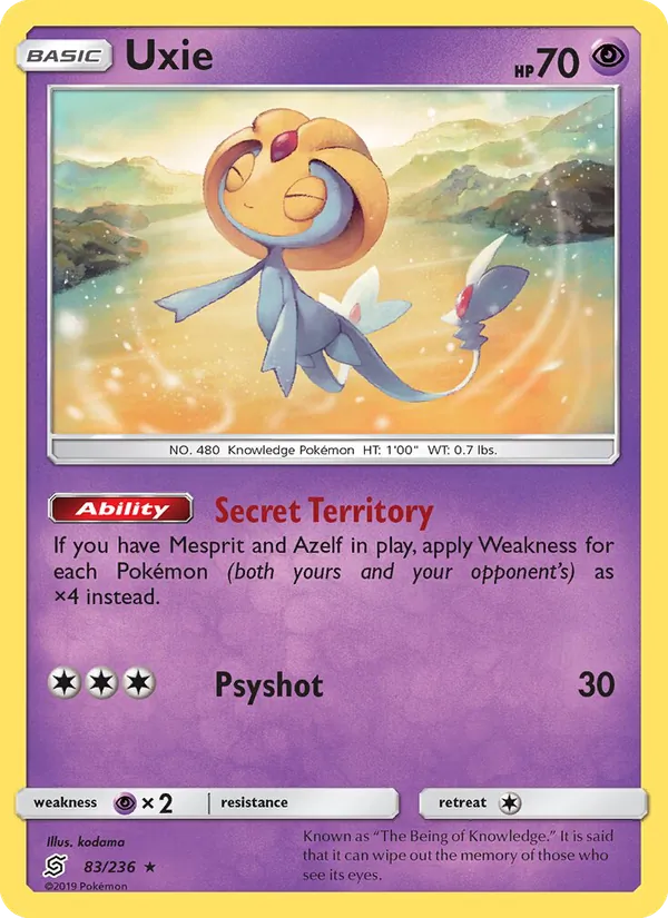 Uxie - Unified Minds Pokemon Card