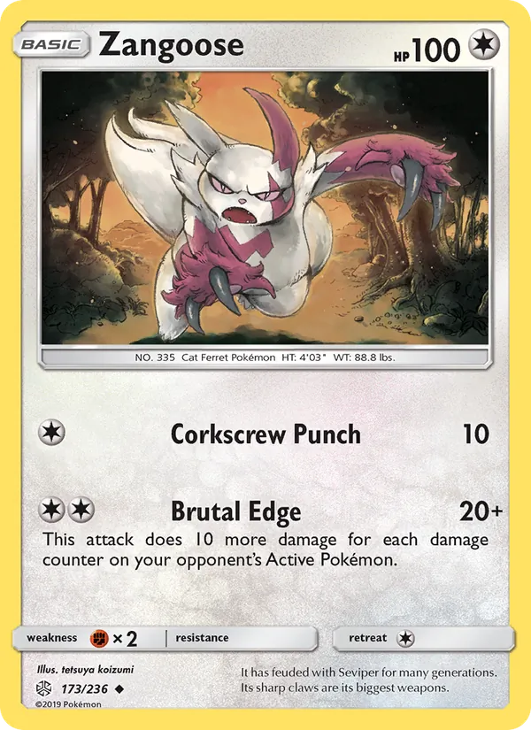 Zangoose - Cosmic Eclipse Pokemon Card