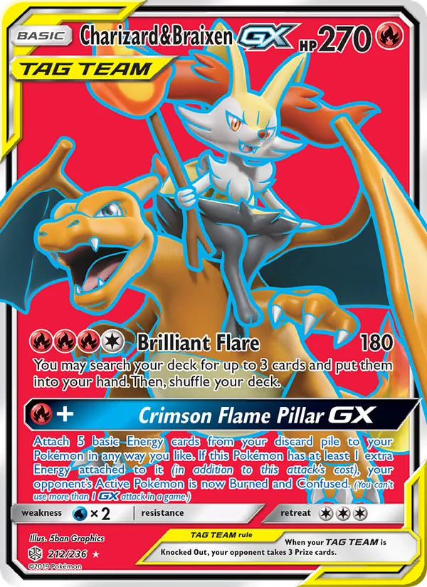 Charizard & Braixen GX - Cosmic Eclipse Pokemon Card