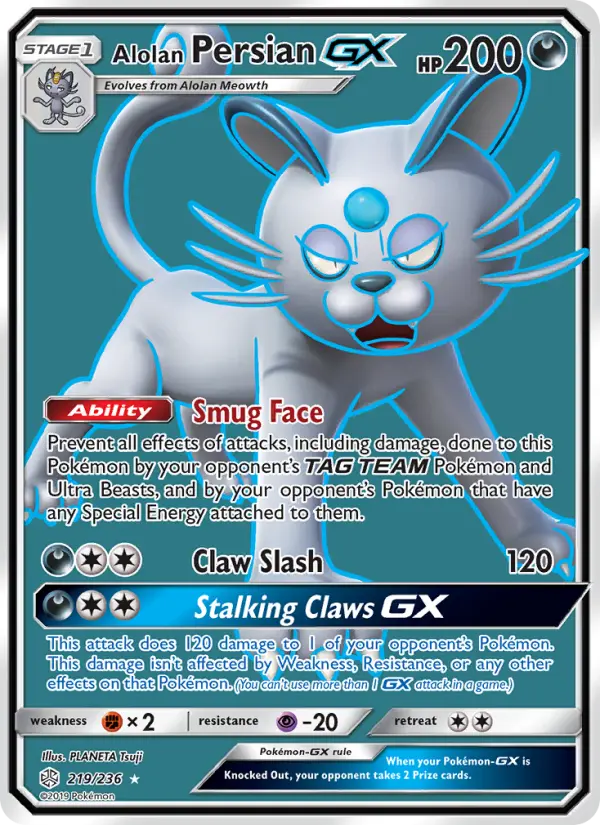 Alolan Persian GX - Cosmic Eclipse Pokemon Card