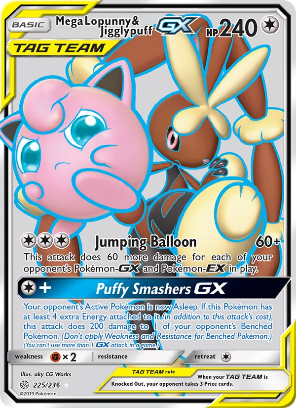 Mega Lopunny & Jigglypuff GX - Cosmic Eclipse Pokemon Card