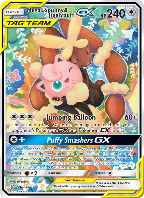 Mega Lopunny & Jigglypuff GX - Cosmic Eclipse Pokemon Card
