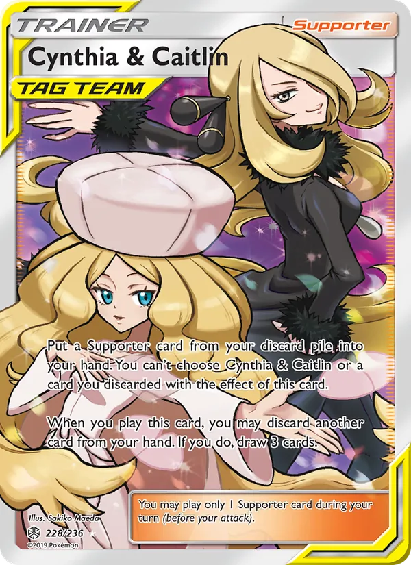 Cynthia & Caitlin - Cosmic Eclipse Pokemon Card