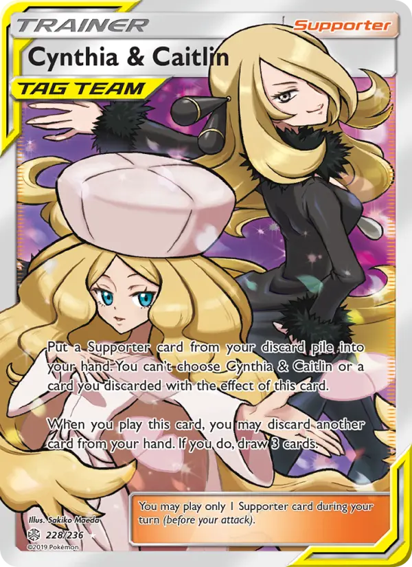 Cynthia & Caitlin - Cosmic Eclipse Pokemon Card
