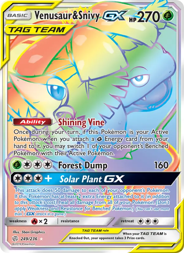 Venusaur & Snivy GX - Cosmic Eclipse Pokemon Card