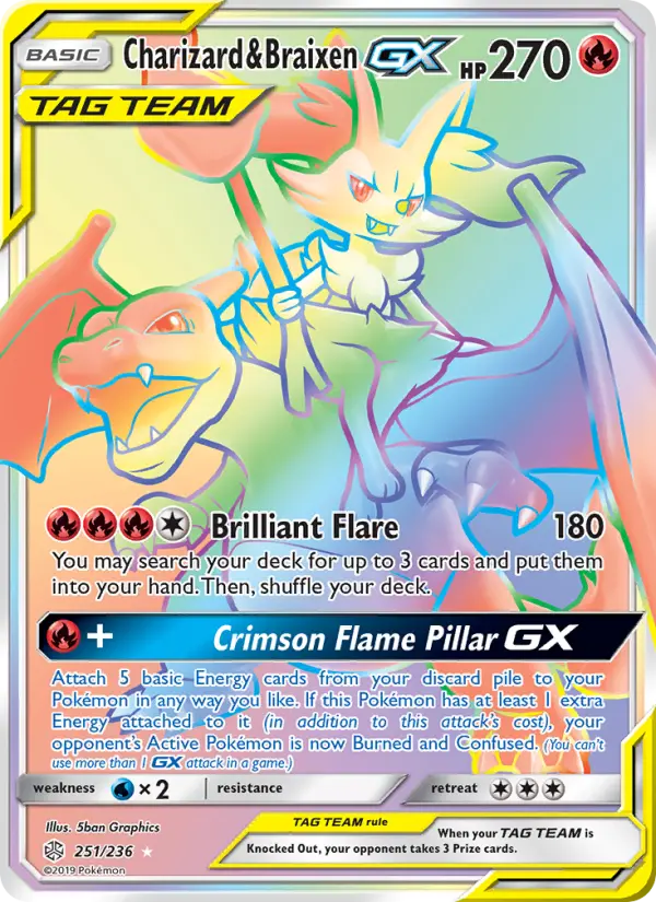Charizard & Braixen GX - Cosmic Eclipse Pokemon Card