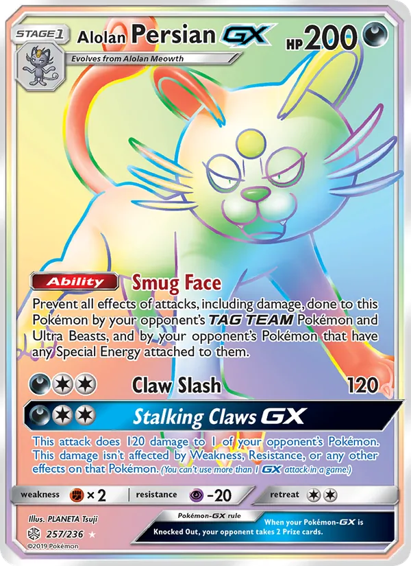 Alolan Persian GX - Cosmic Eclipse Pokemon Card