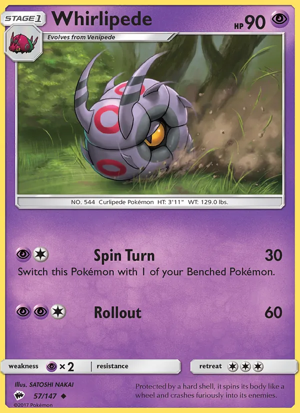 Whirlipede - Burning Shadows Pokemon Card