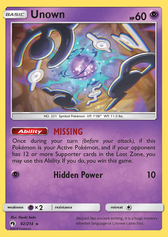 Unown - Lost Thunder Pokemon Card