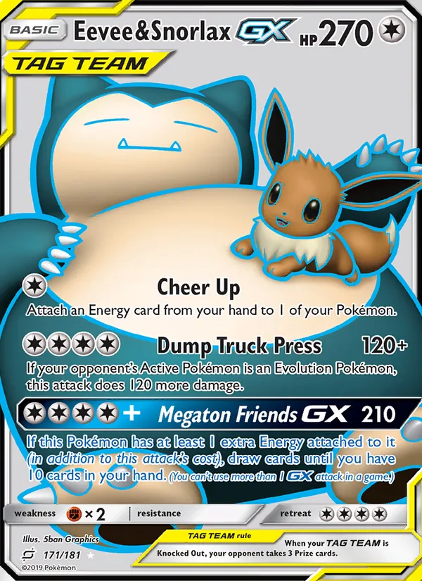 Eevee & Snorlax GX - Team Up Pokemon Card