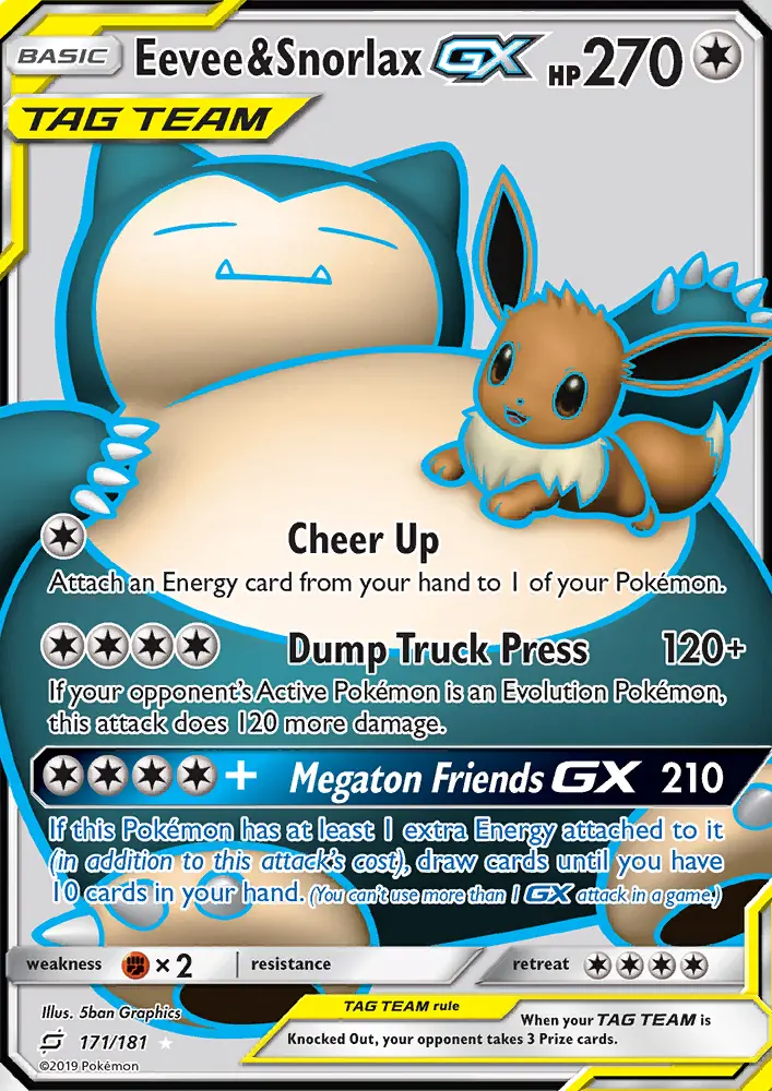 Eevee & Snorlax GX - Team Up Pokemon Card