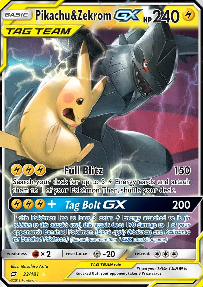 Pikachu & Zekrom GX - Team Up Pokemon Card
