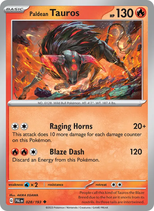 Paldean Tauros - Paldea Evolved Pokemon Card