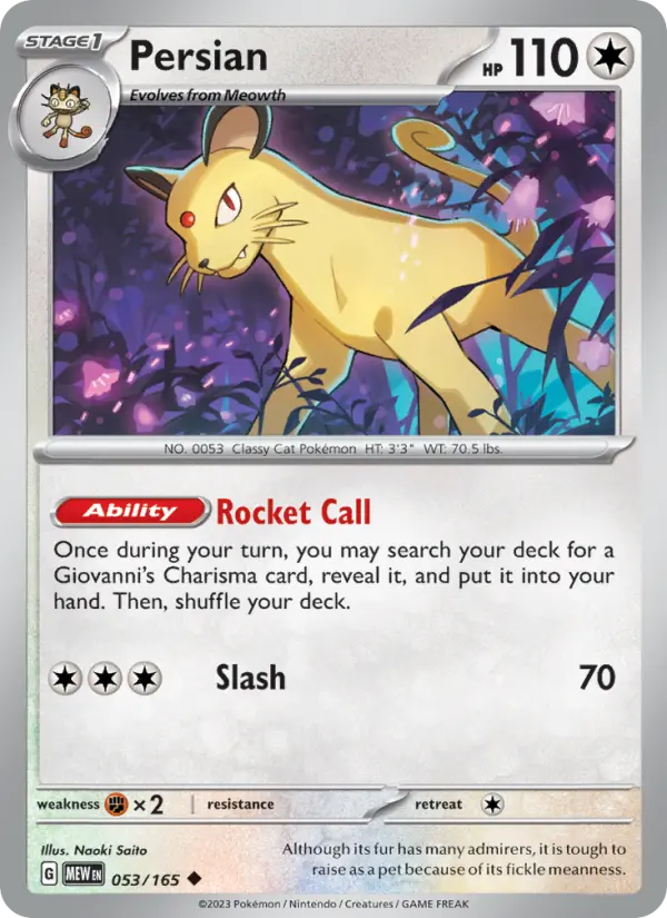 Persian - 151 Pokemon Card